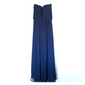 Bari Jay Long Navy Blue Strapless Dress